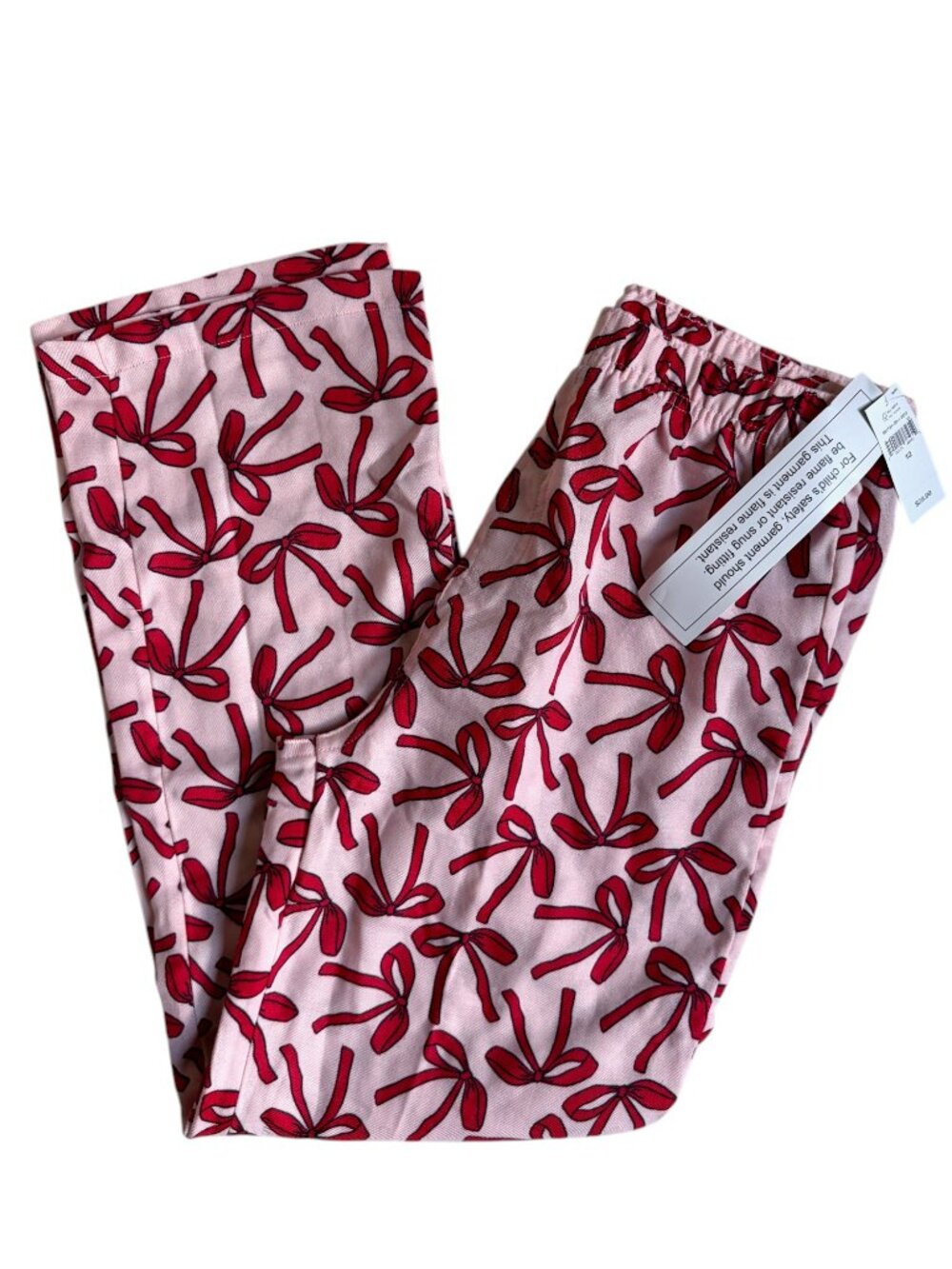 NWT - GAP Kid's Pink Pajama Pants with Red Bow - Size 12